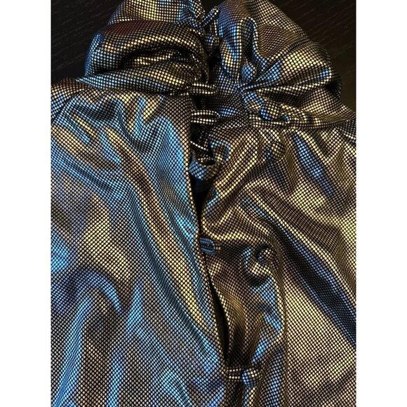 Metallic Silver Tess Polyester Long-Sleeve Blouse Size 8 - Picture 5 of 5